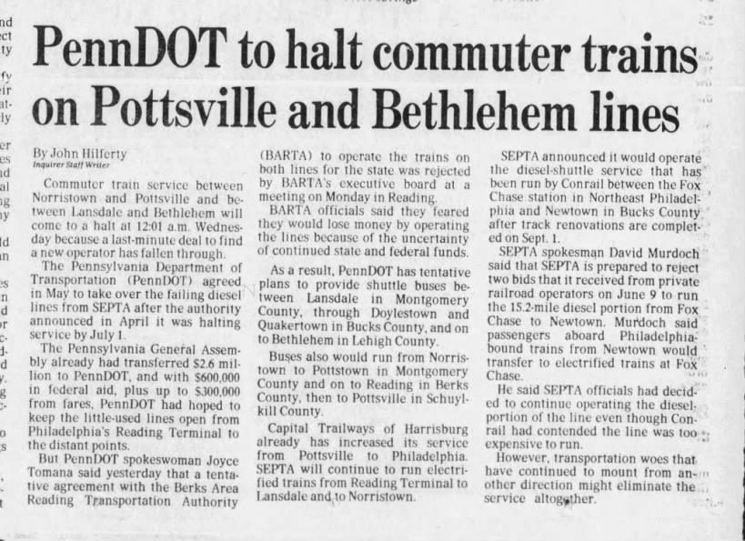 SEPTA Pottsville, June 25, 1981