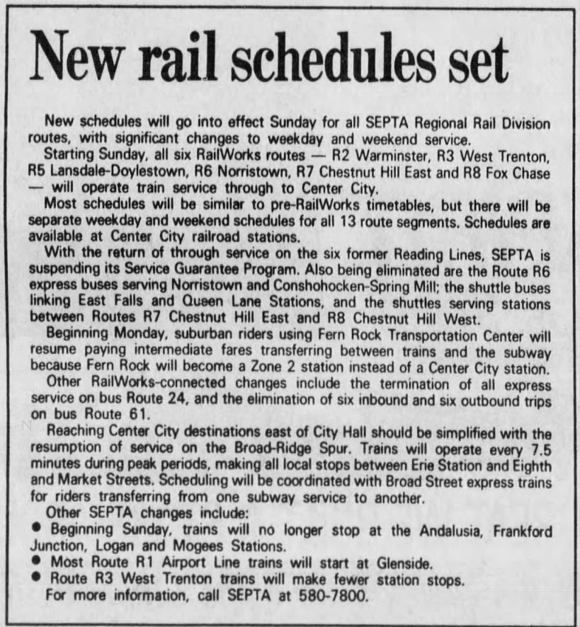 4 stations closed, October 2, 1992