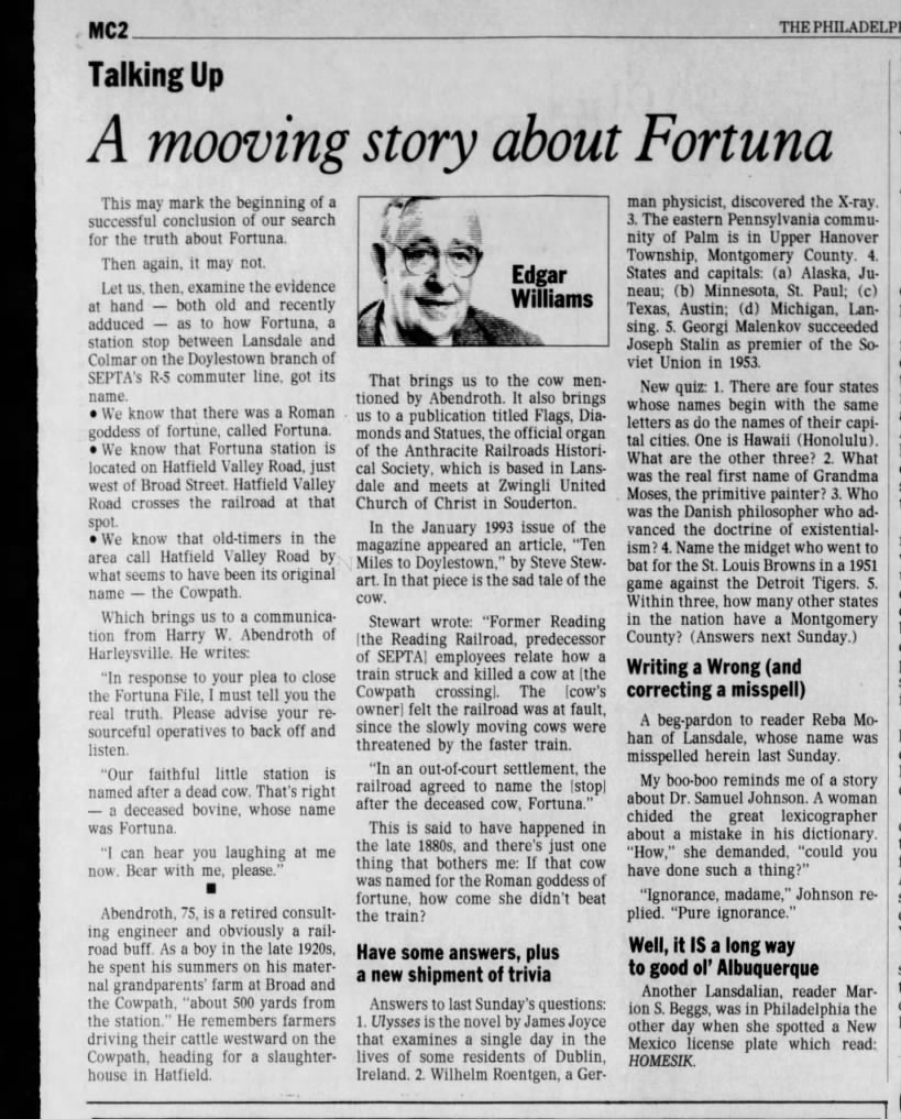 Fortuna cow, June 12, 1994