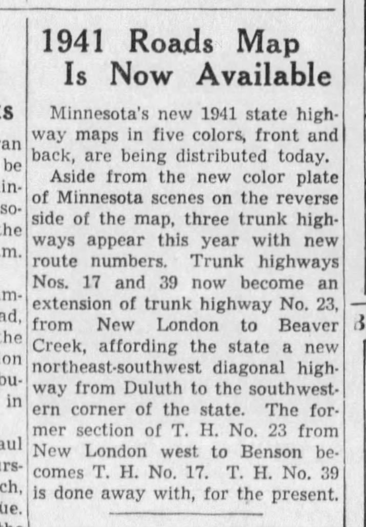 MN changes, May 5, 1941