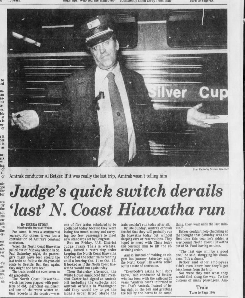 North Coast Hiawatha, October 1, 1979