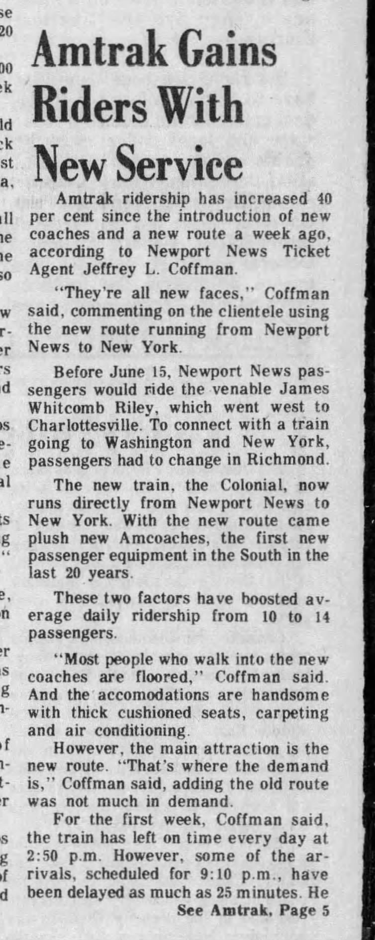 Amtrak JWRNN, June 23, 1976 part 1