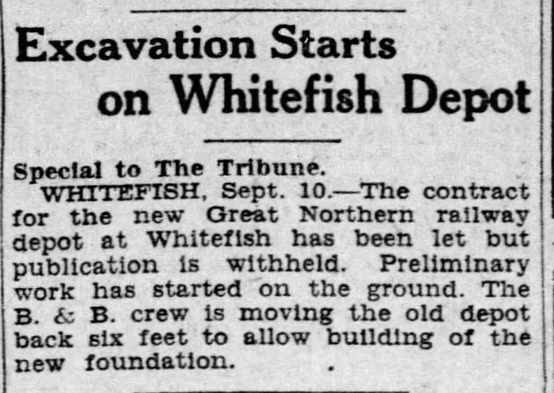 Whitefish station, September 11, 1927