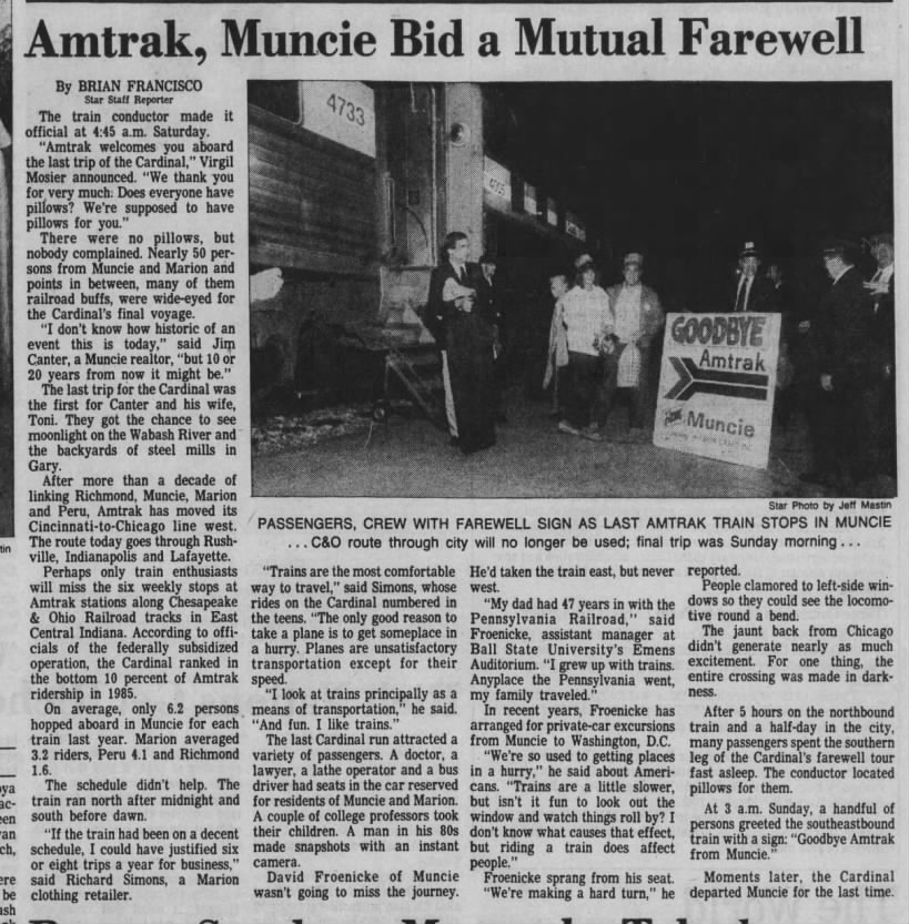 Amtrak Muncie, April 28, 1986