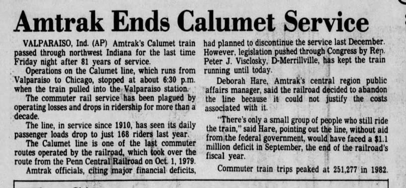 Amtrak Calumet, May 4, 1991