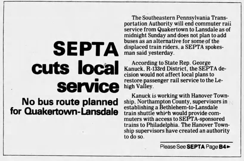 SEPTA Quakertown, July 24, 1981
