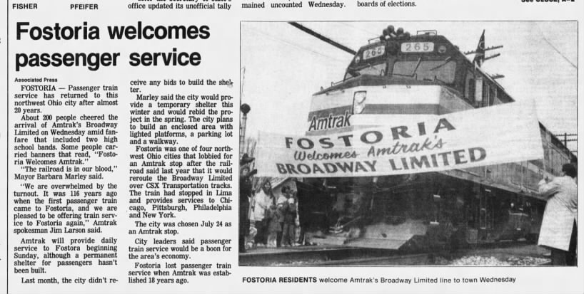 Fostoria station, November 8, 1990