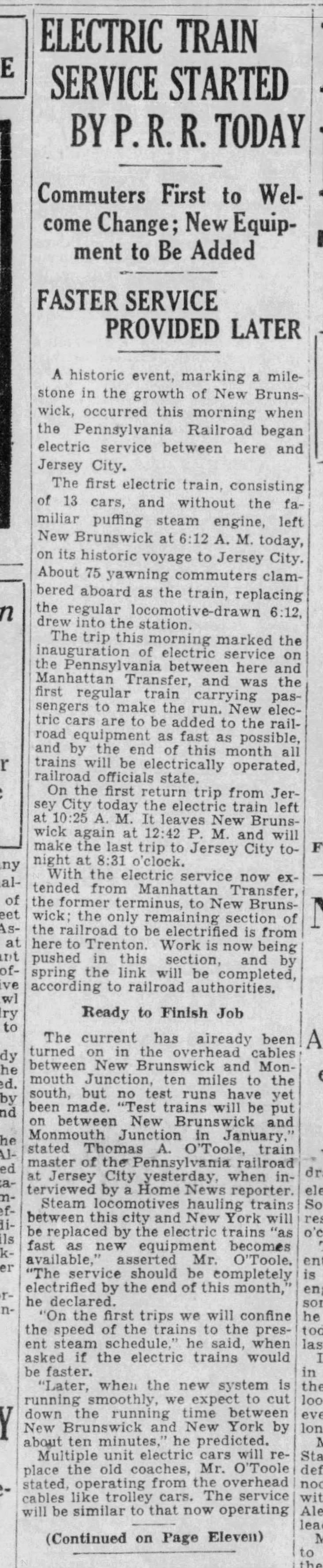 EXP to NBW Electric, December 8, 1932