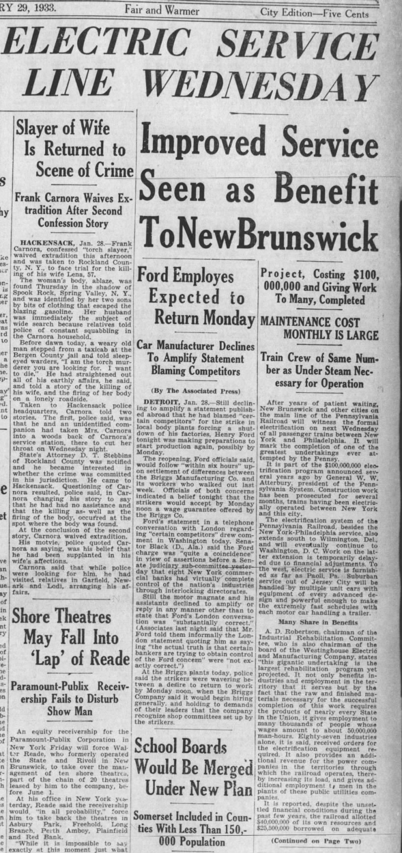 NBK to TRE electric, January 29, 1933