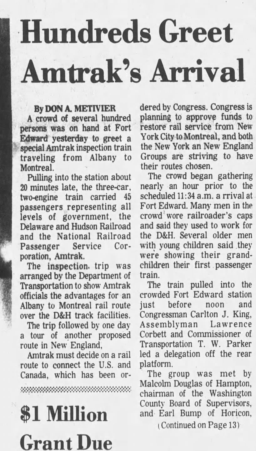Amtrak Fort Edward, June 10, 1972