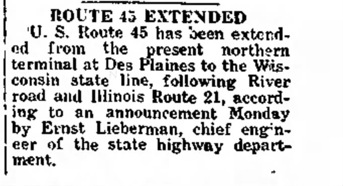 US 45 extended, March 8, 1935