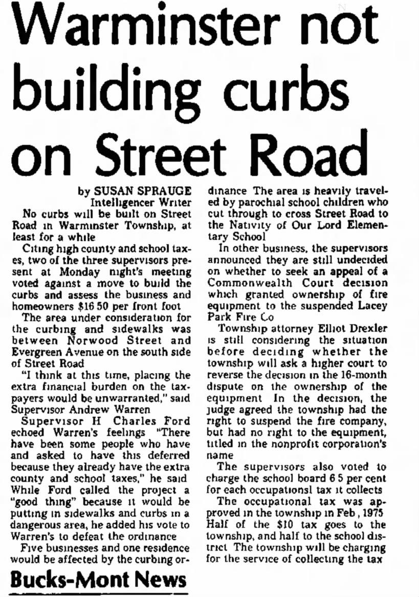 PA 132 curbs, November 23, 1976