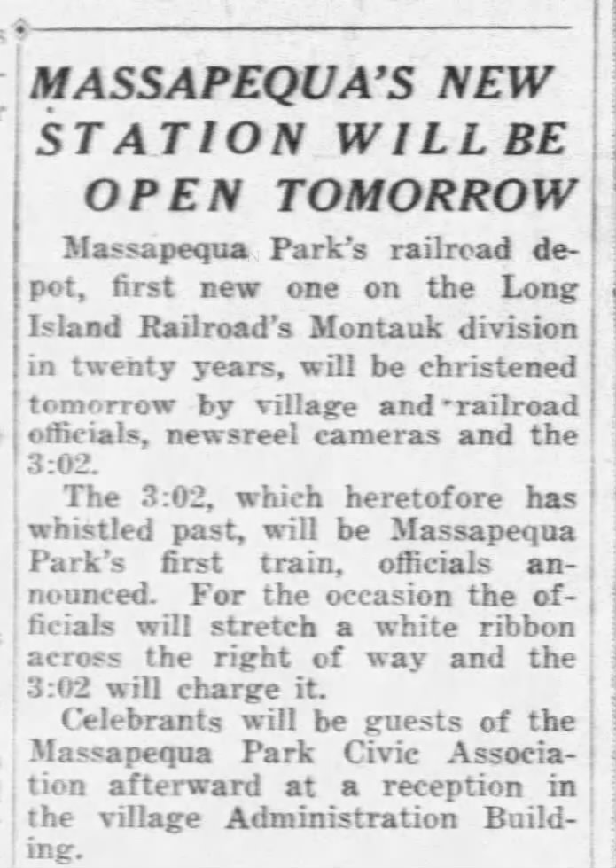 Massapequa Park station, December 1, 1933