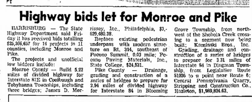 PA bids, December 31, 1966