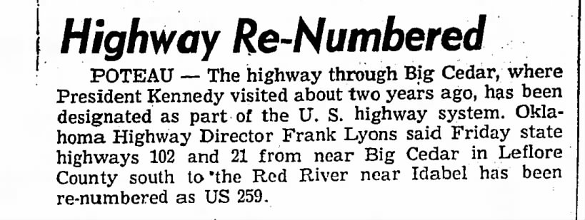 US 259 OK, February 9, 1963