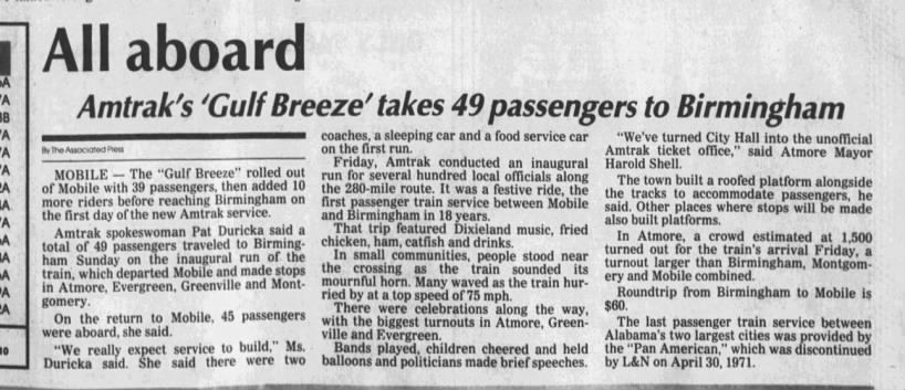 Amtrak Gulf Breeze, October 30, 1989