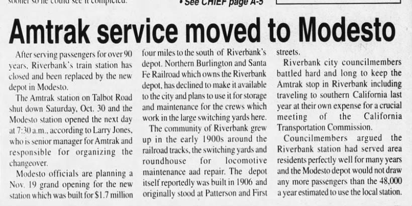 Riverbank/Modesto, November 3, 1999