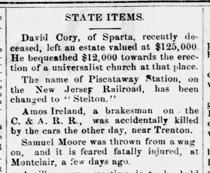 Piscataway/Stelton, November 10, 1870
