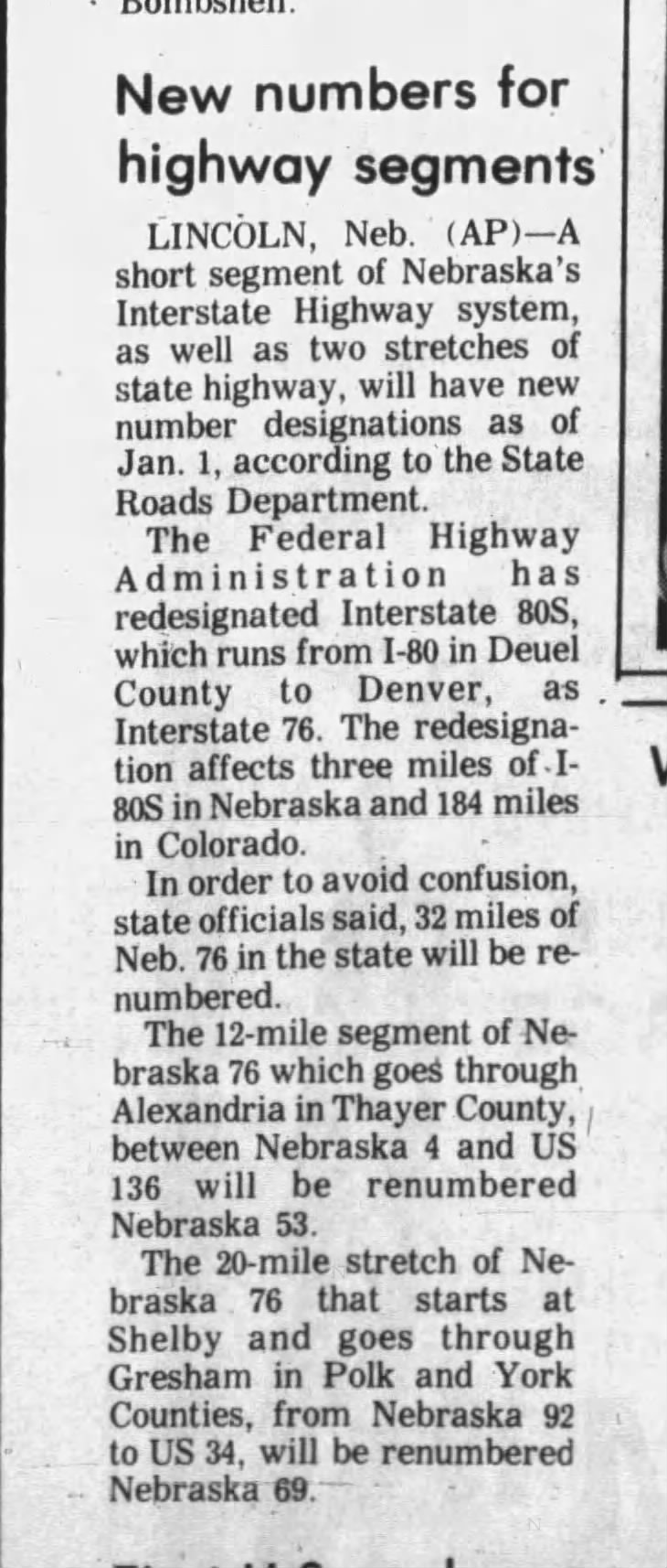 Nebraska changes, November 18, 1974