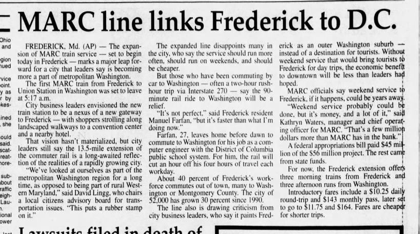MARC Frederick, December 17, 2001