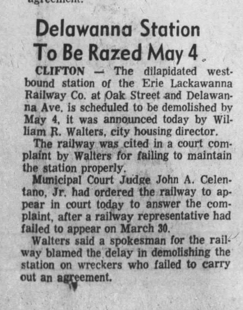 Delawanna razing, April 17, 1970