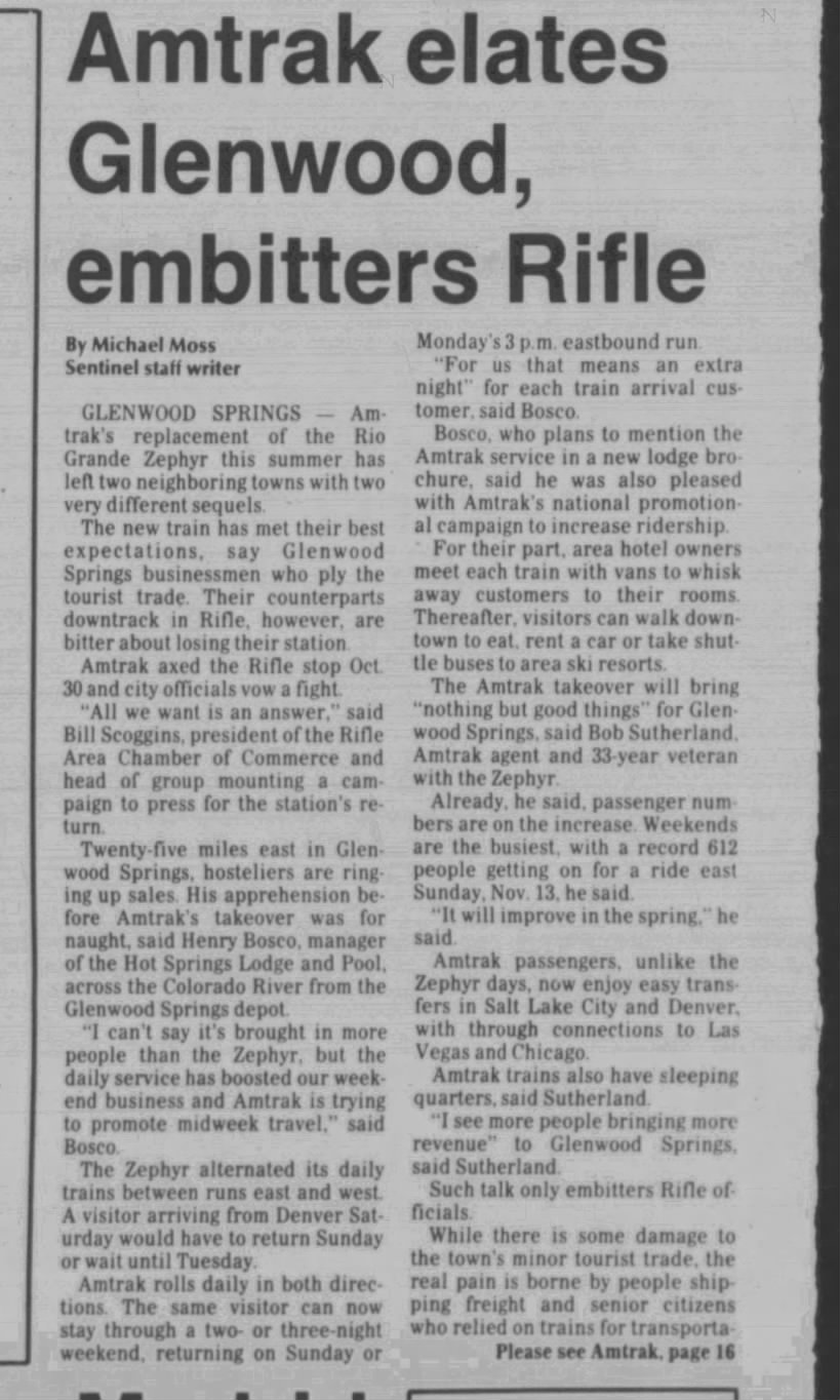 Amtrak Rifle, November 27, 1983