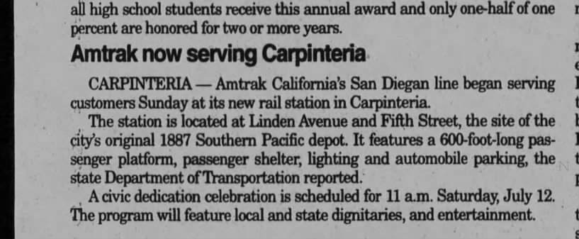 Carpinteria station, June 25, 1997