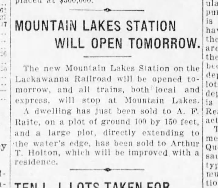 Mountain Lakes station, November 9, 1912