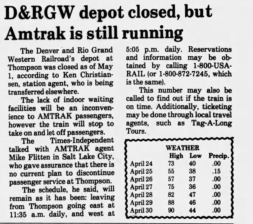 Thompson station, May 2, 1985