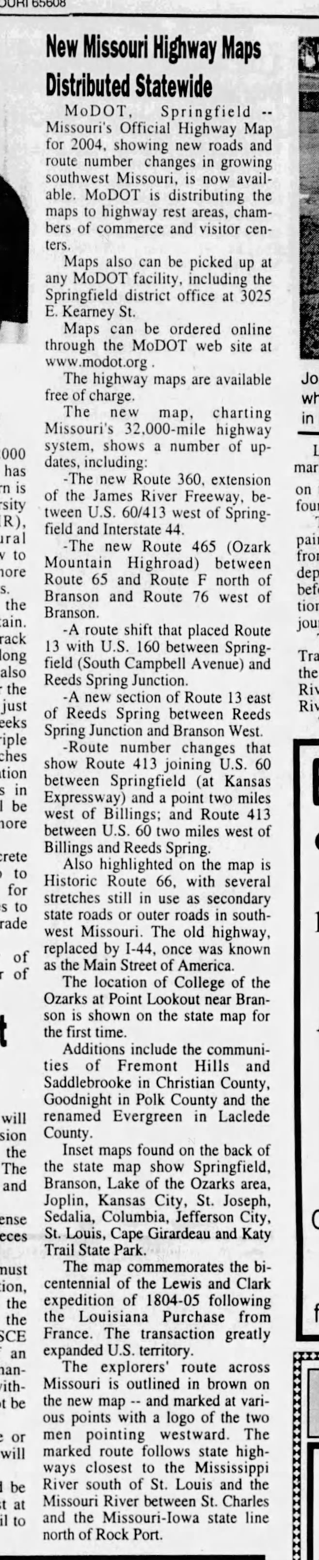 New MO roads, April 22, 2004