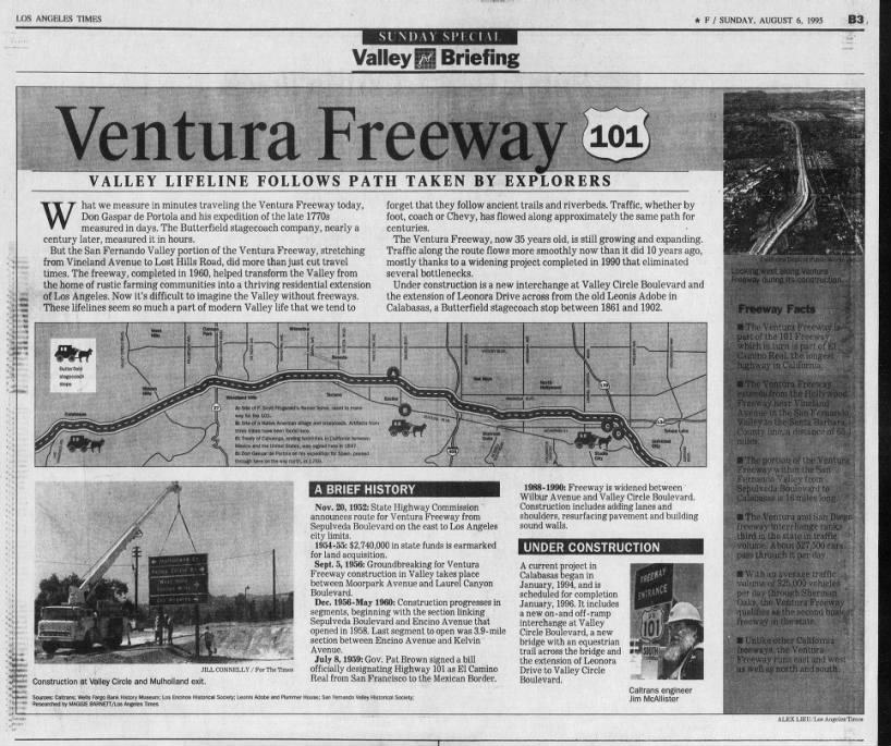 Ventura Freeway: Valley Lifeline Follows Path Taken By Explorers