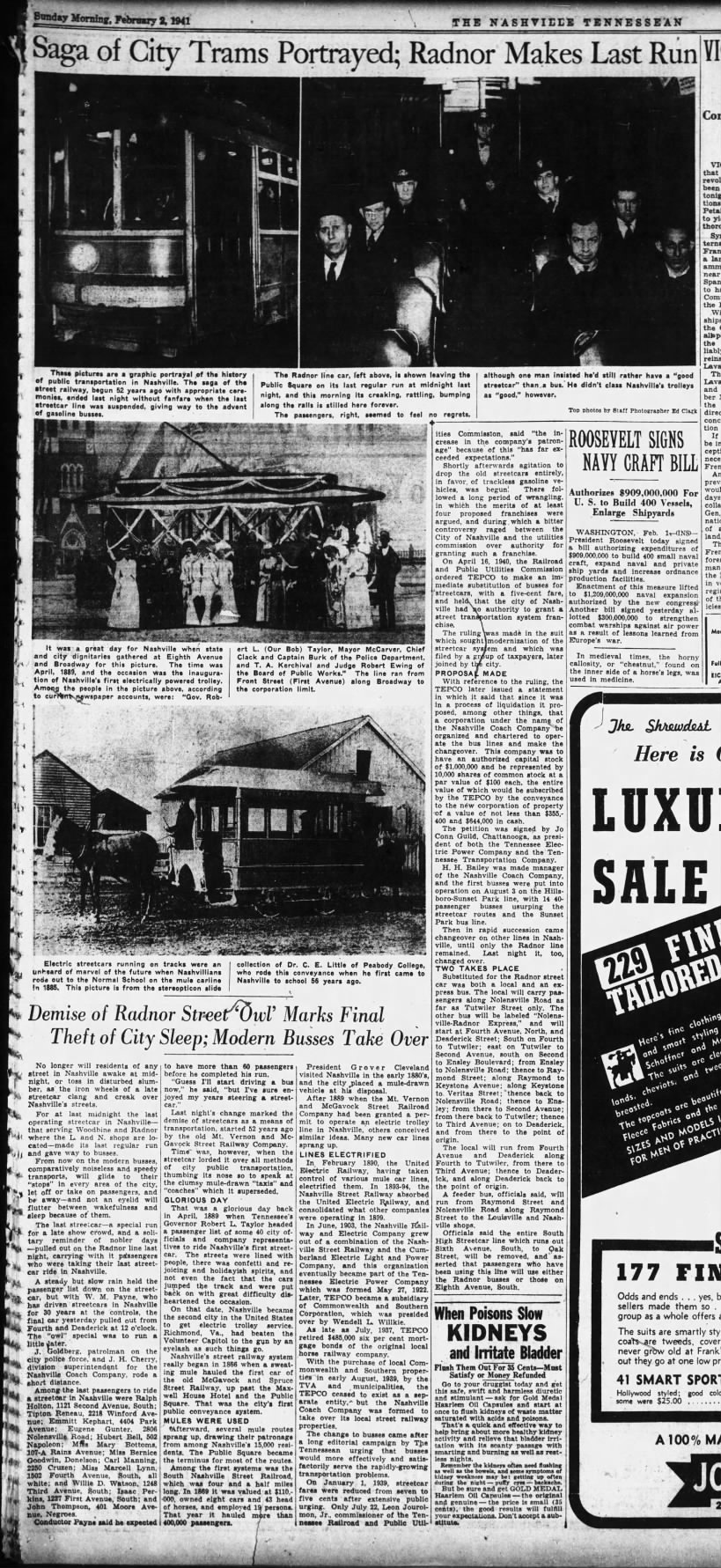Nashville's last streetcar, 1941