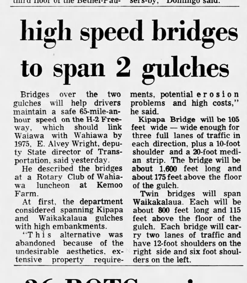 High speed bridges to span 2 gulches