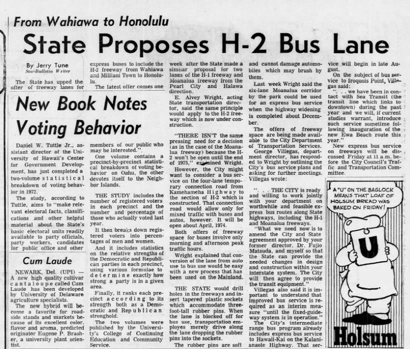 State Proposes H-2 Bus Lane
