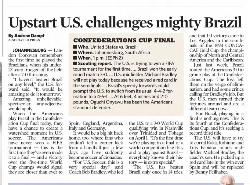 Upstart U.S. challenges mighty Brazil