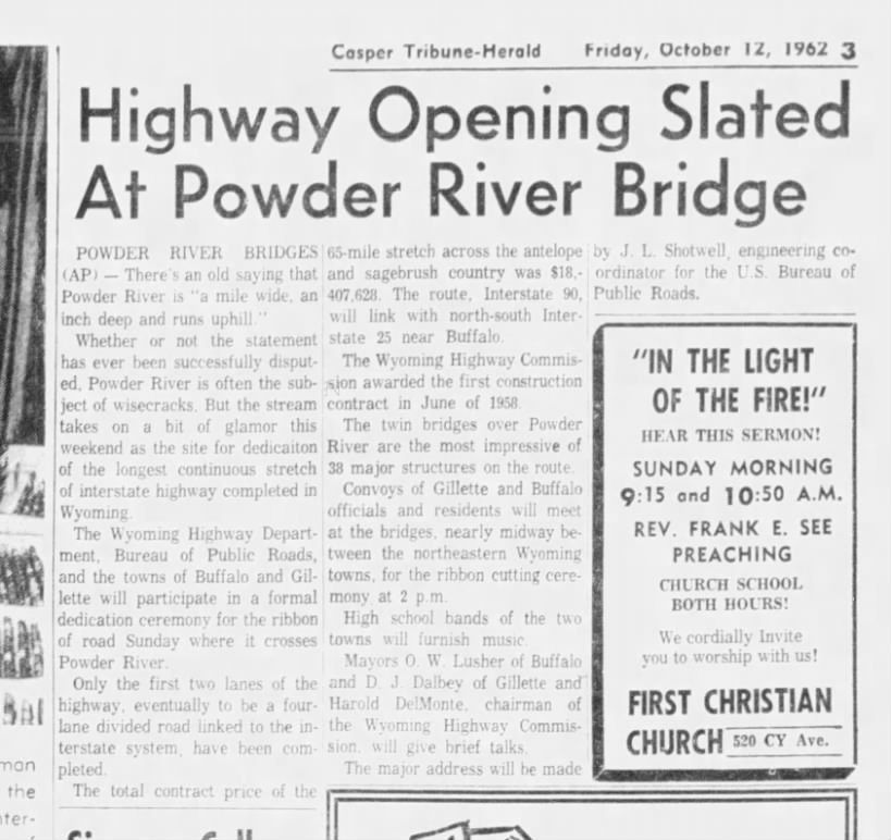 Highway Opening Slated At Powder River Bridge