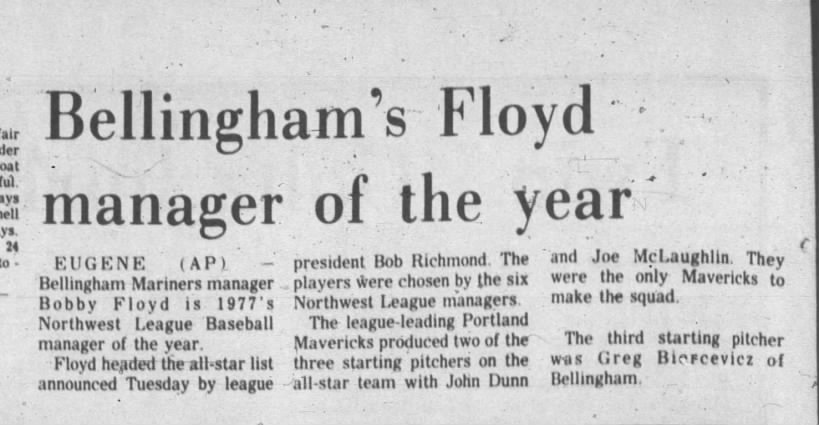 Bellingham's Floyd manager of the year