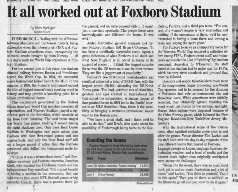 It all worked out at Foxboro Stadium