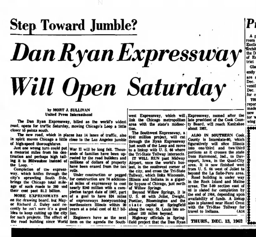 Dan Ryan Expressway Will Open Saturday