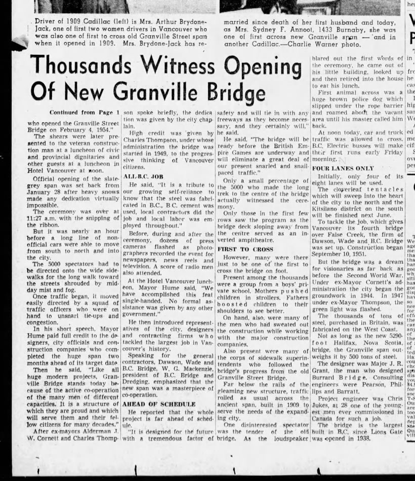 Thousands Witness Opening Of New Granville Bridge