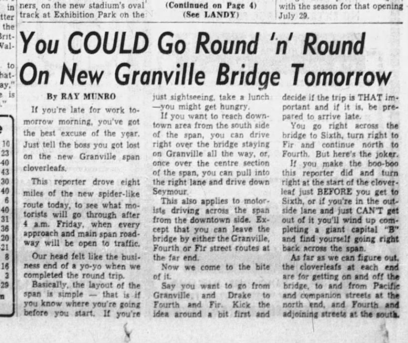 You Could Go Round 'n' Round On New Granville Bridge Tomorrow
