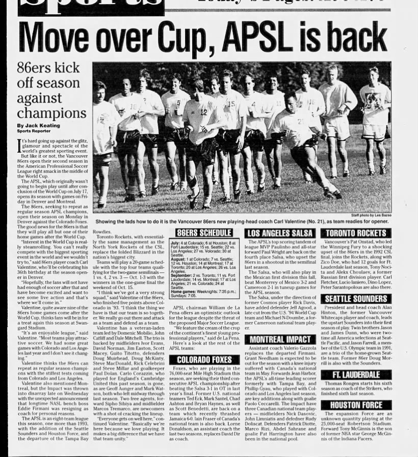 Move over Cup, APSL is back