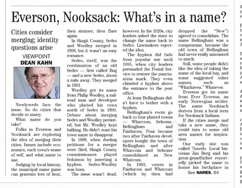 Everson, Nooksack: What's in a name?