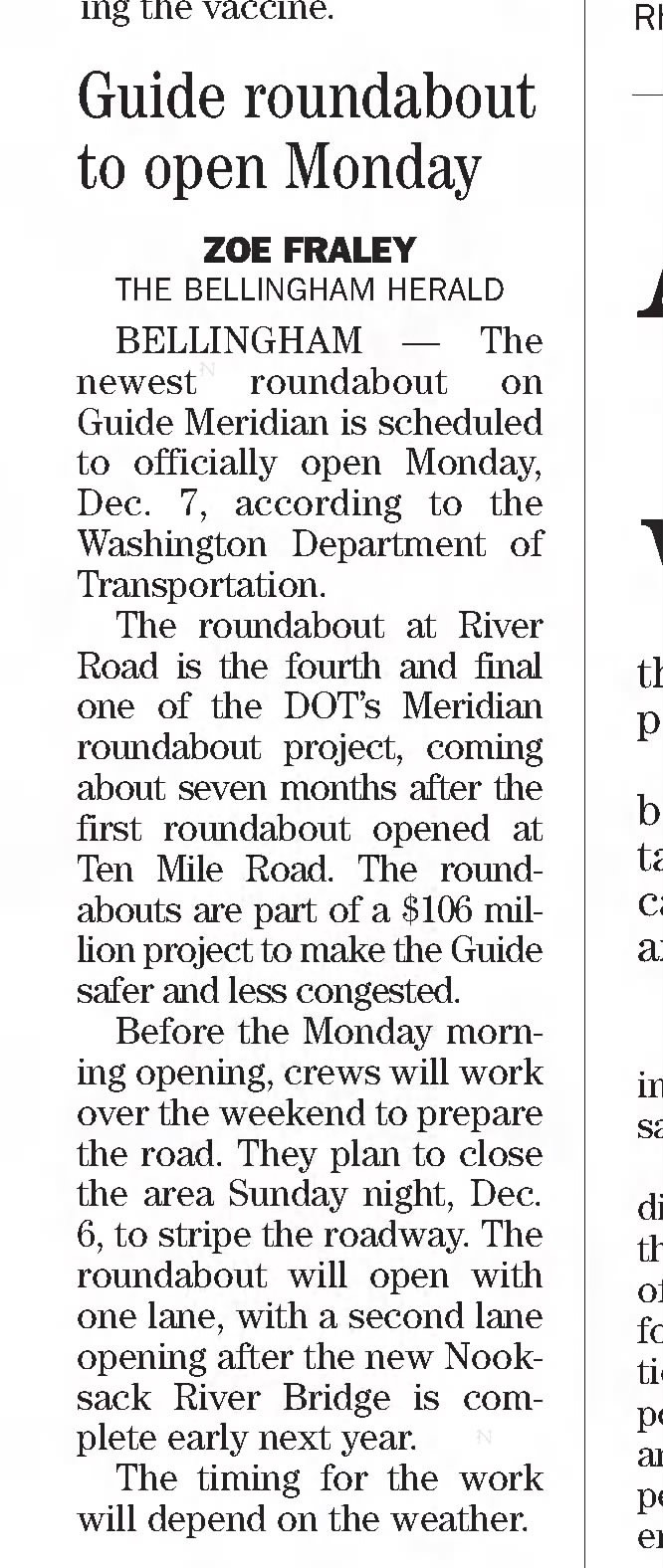 Guide roundabout to open Monday