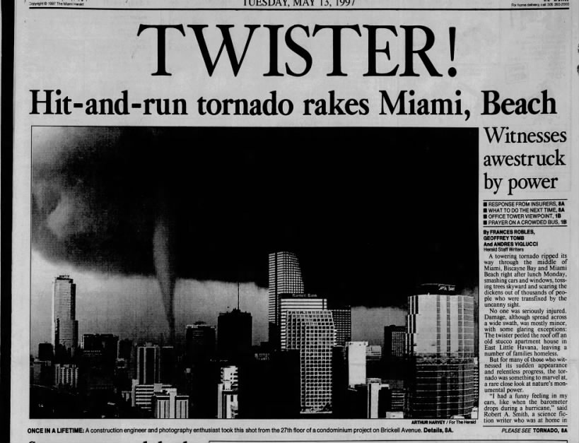 Twister! Hit-and-run tornado rakes Miami, Beach