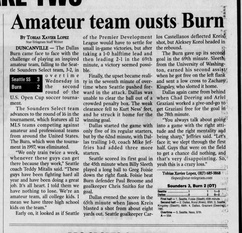 Amateur team ousts Burn