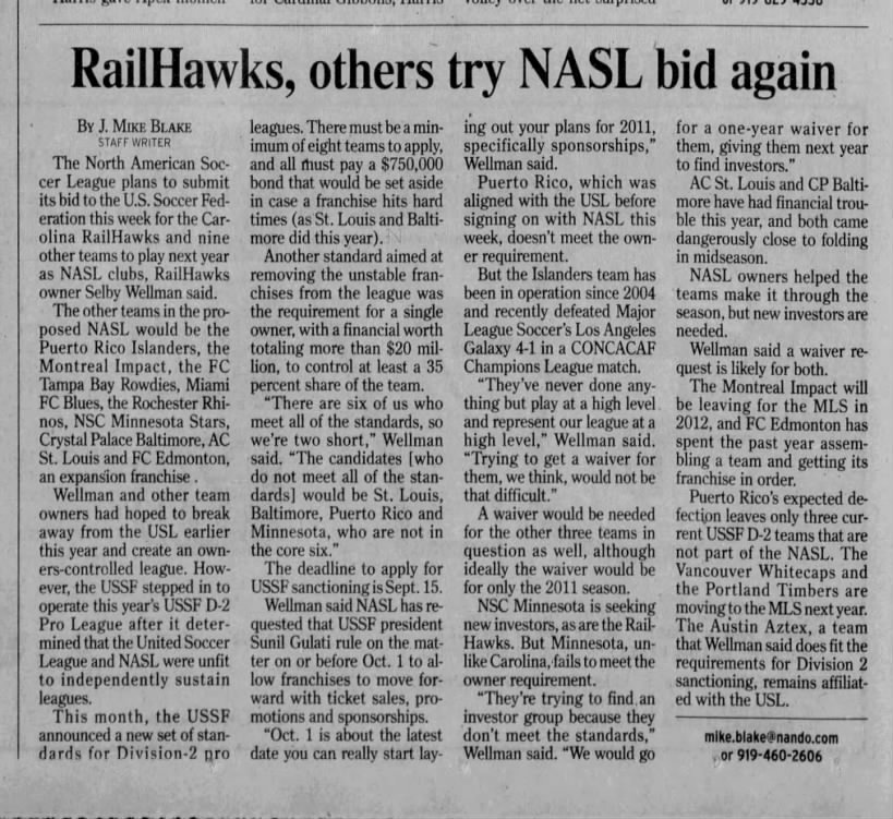 RailHawks, others try NASL bid again