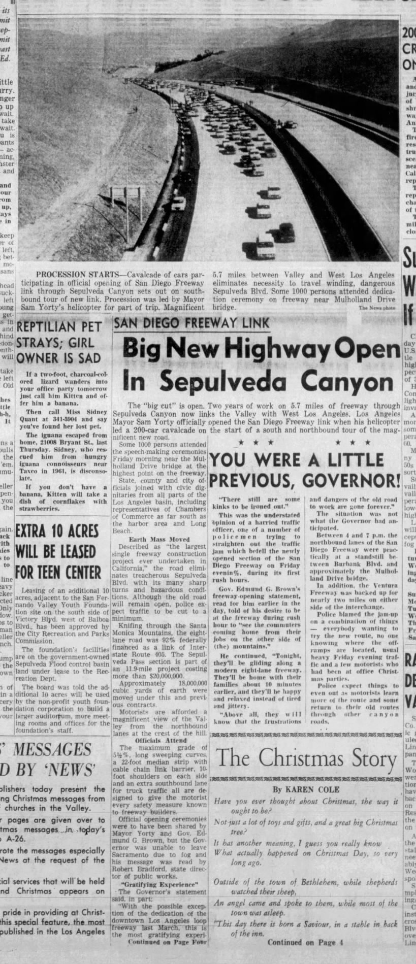 Big New Highway Open In Sepulveda Canyon