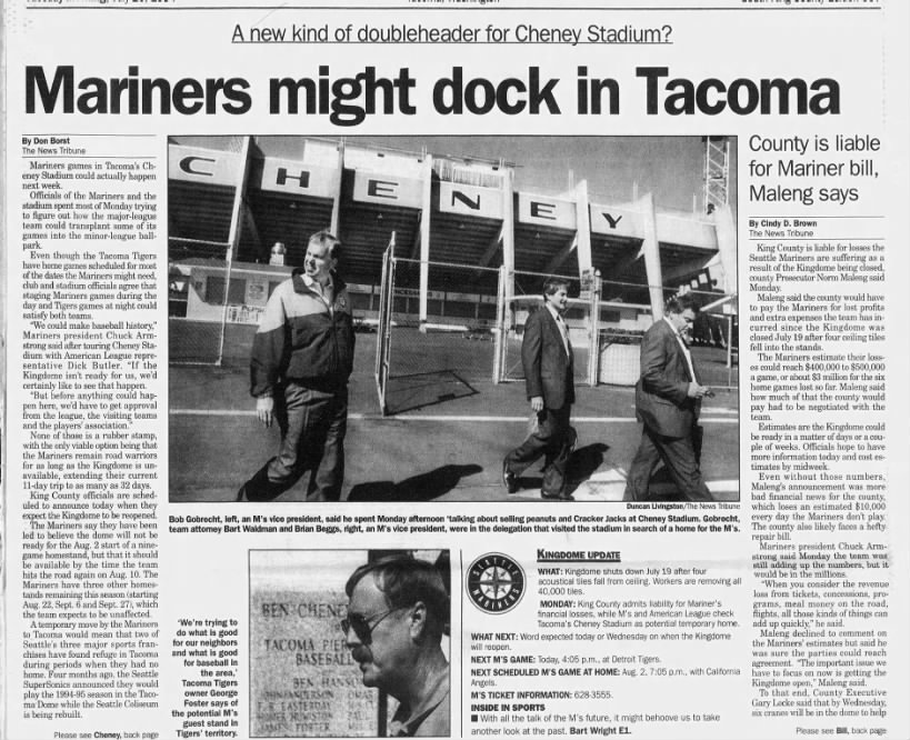 Mariners might dock in Tacoma