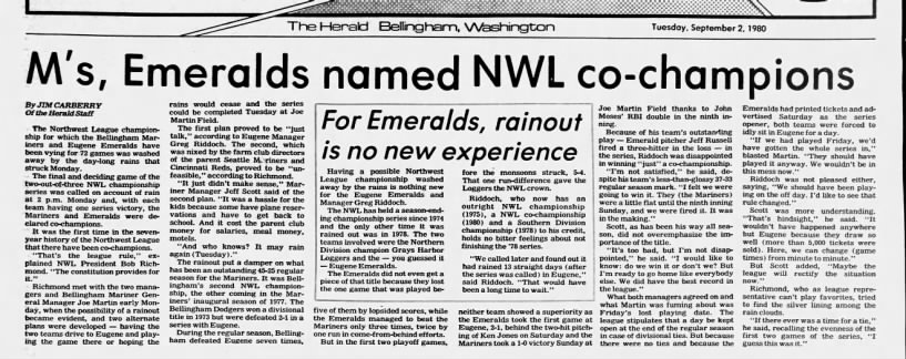 M's, Emeralds named NWL co-champions